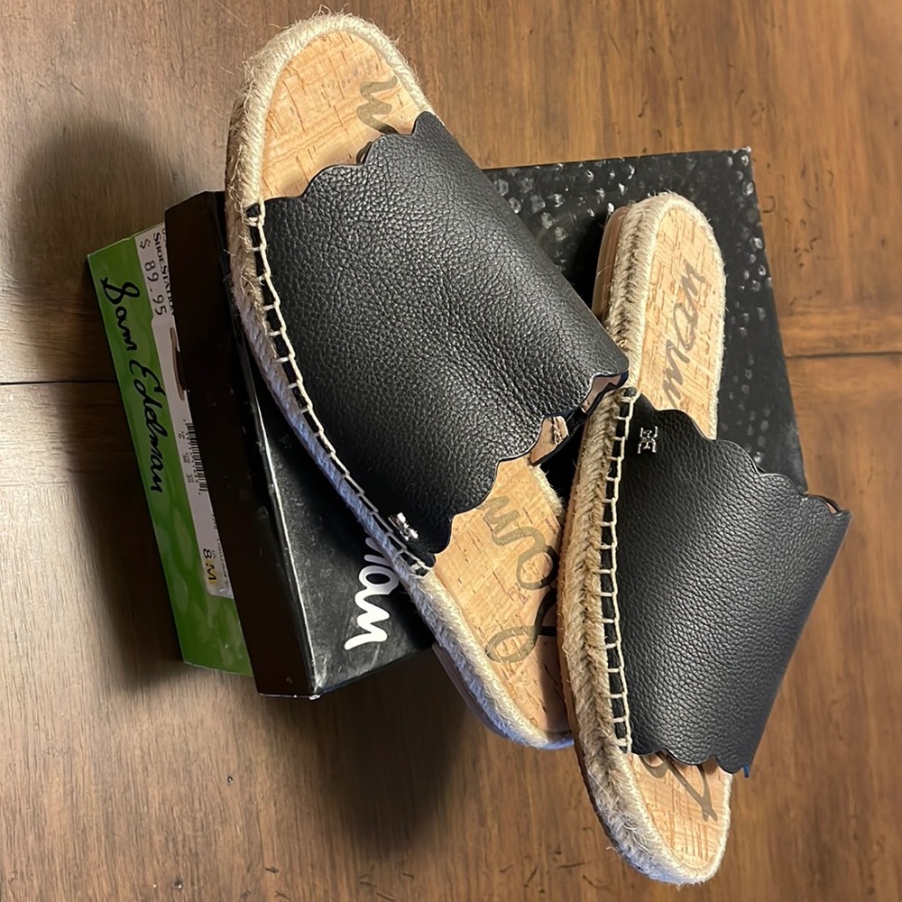 Sam Edelman Black slides Andy, black leather size 8 brand new